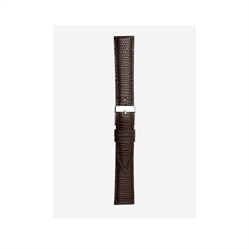 Uhrenarmband aus glänzendem braunem Leder mit Eidechsenprägung von 14–20 mm